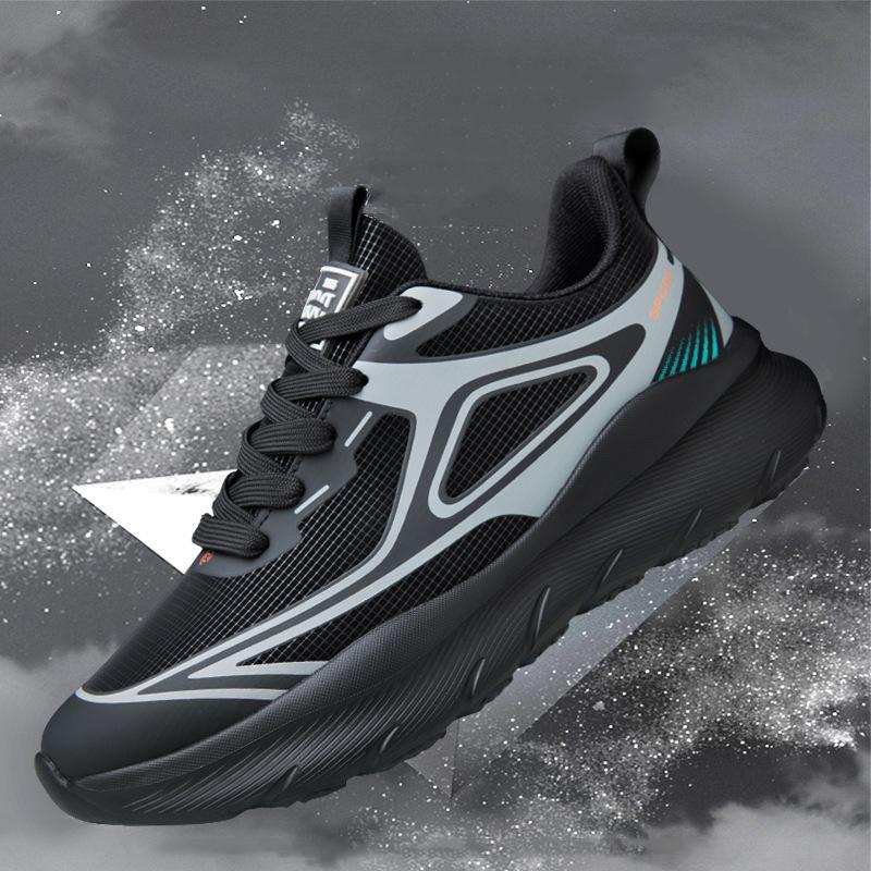 Outdoor Men's Sports Shoes Mesh Breathable Running Shoes Comfortable Lightweight Walking Shoes Non-Slip Thick Soled Casual Shoes