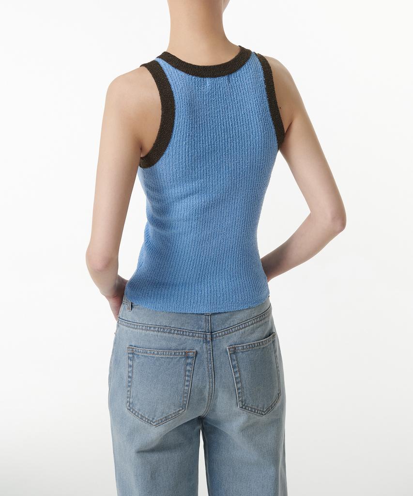 MUSINSA STANDARD WOMAN Women'S Mini Boucle Ringer Knit Sleeveless Top [Sky Blue]