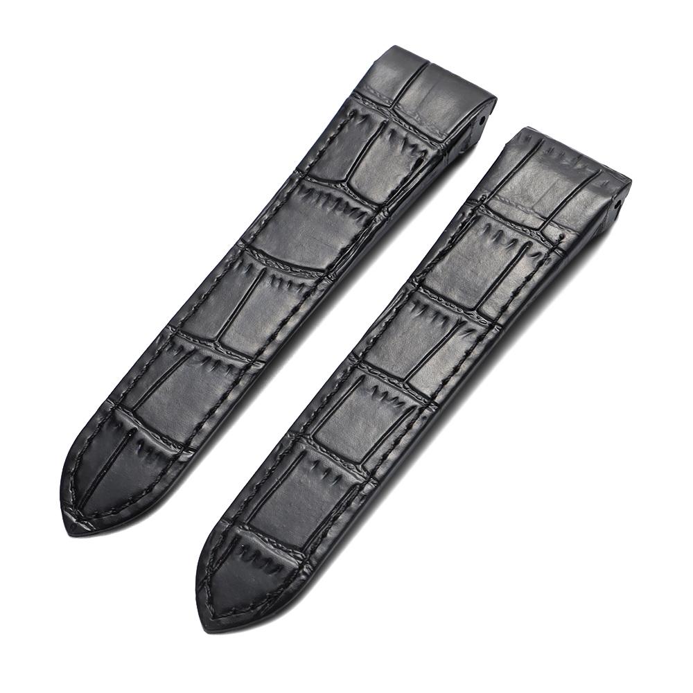 Genuine Calfskin Leather Watch Straps Slub Pattern 20mm 23mm Watch Band for Cartier Santos for Men Women Folding Buckle Bracelet