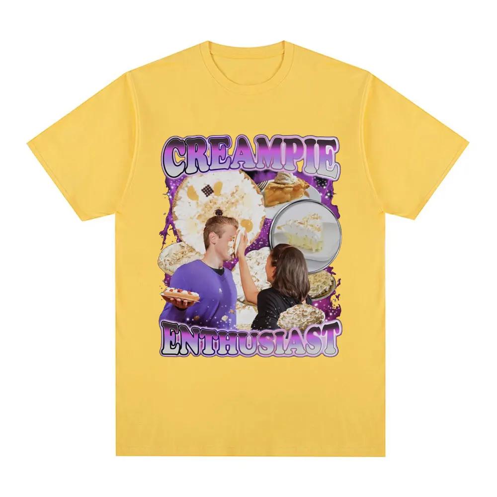 Футболка с графическим принтом Creampie Enthusist Meme Модная футболка Harajuku Retro с короткими рукавами Повседневная футболка большого размера