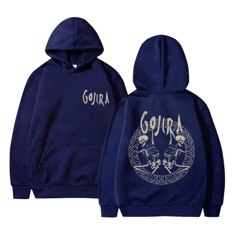 Французская метал-группа Gojira Худи с двусторонним графическим принтом 'Скелет' Мужчины Женщины Винтажный Толстовка с капюшоном Мужской Повседневный Большой размер Худи с капюшоном