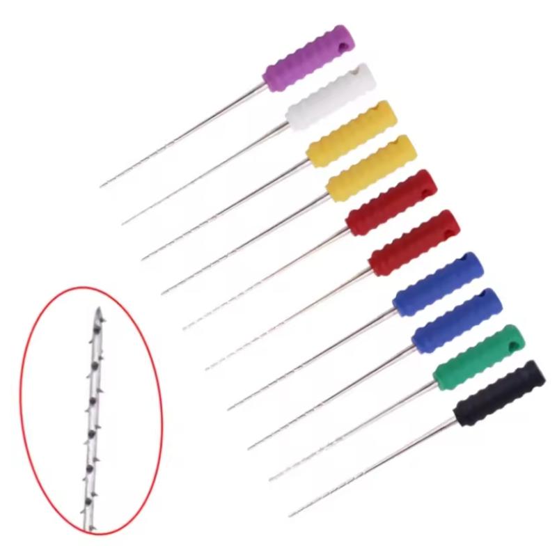 10 шт. Стоматологические нервные колючие броши Эндодонтические инструменты Корневой канал 21/25 мм Очистка Ручные файлы Ручка Стоматологические инструменты