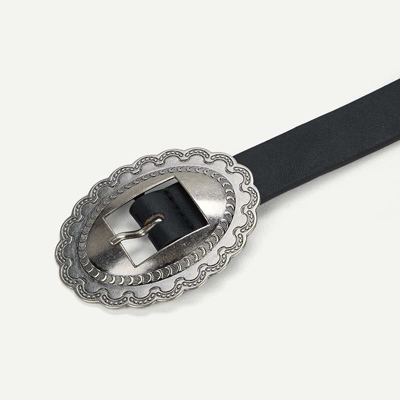 New Exquisite Oval Retro Engraved Buckle Casual Women's Belt
