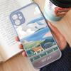 Мультяшный пейзаж Чехол для телефона iPhone 15 14 12 11 13 Pro XS Max 13Mini XR X 8 14Plus SE3 Матовый Жесткий Чехол Fundas