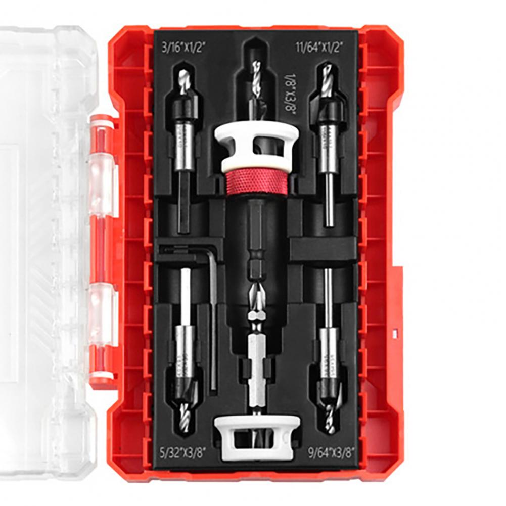 Mdf Drill Bit Set Countersink Drill Bits Set with Adjustable Depth Stop Collar Tct Alloy Dual-flute Two-flute Bits Aluminum