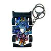 Go-cart Cartoon Keychain Pendant with Double-Ring Hook Anti-Detachable Design Decompression Tool Keychain Accessory