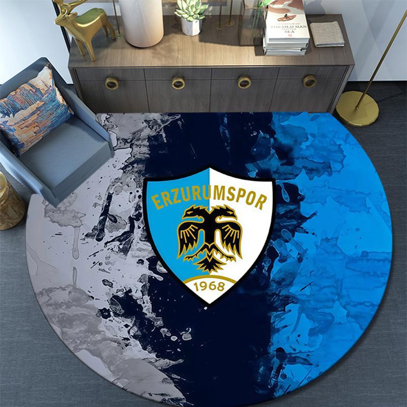 Erzurumspor FK Round Area Rug,Carpet Rug for Living Room Bedroom Sofa Playroom Decor,Non-slip Floor Mat
