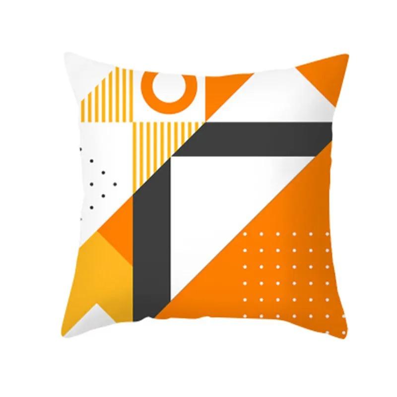 Orange Geometric Abstract Throw Pillow Cover With Short Plush Print For Living Room Sofa Decoration Cushion Cover Pillow Covers