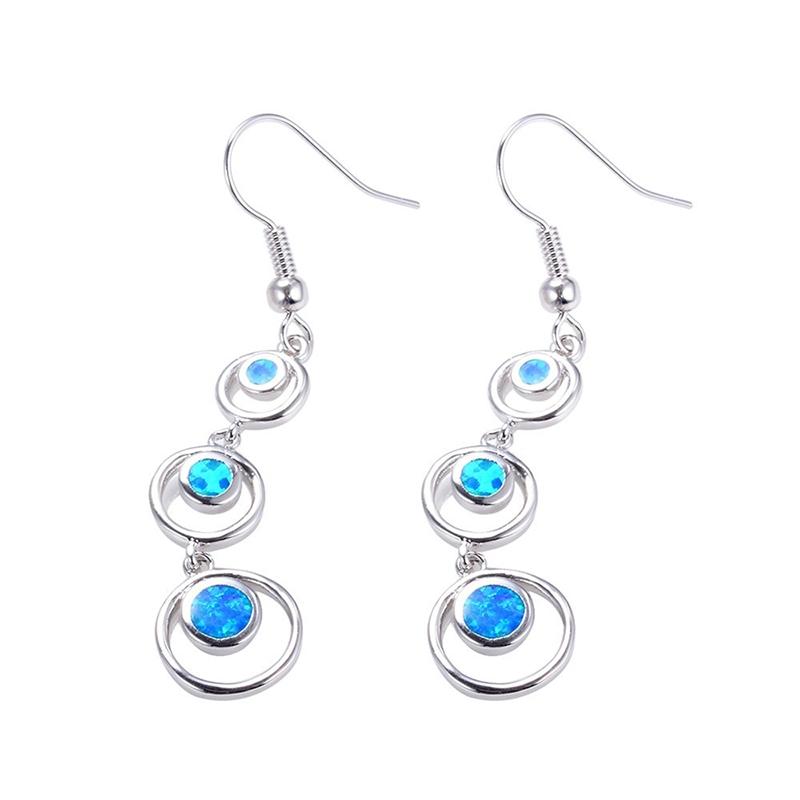 Fashion Women Earrings 2025 Retro Imitation Opal Geometric Pendant Earrings Women Jewelry Bohemian Long Dangle Earrings
