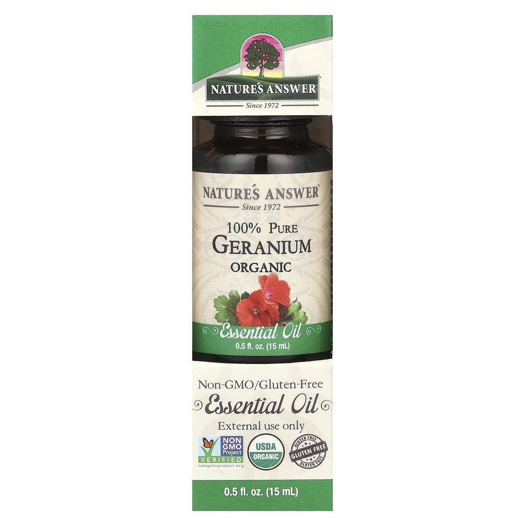 Nature's Answer Organic Essential Oil, 100% Pure, Geranium, 15 Ml (0.5 Fl Oz)