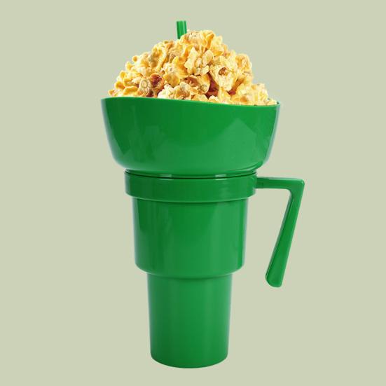 Стакан для закусок и напитков Многоразовый держатель для попкорна с трубочкой Герметичный стакан объемом 900 мл для кино, путешествий