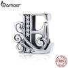 BAMOER Genuine 925 Sterling Silver Letter E Alphabet Beads Charms Fit Charm Bracelets & Bangles DIY