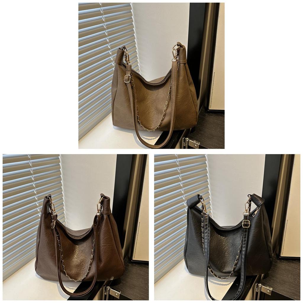 Minimalist Pu Tote Bag For Women With Large Capacity And Chain Accents For Daily Use