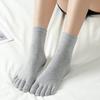 2Pairs Solid Color Toe Long Socks Men Women Five Finger Sock Breathable Cotton Stockings