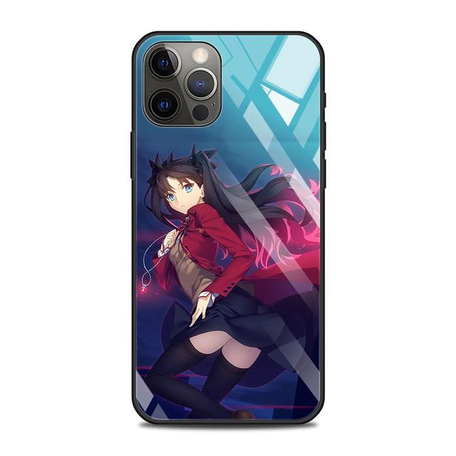 Tempered Glass Case For Iphone 12 11 Pro Max 14 13 Fundas X Xr Xs Max 8 7 6s Plus Cover Shell Fundas Fate Zero Tohsaka Rin