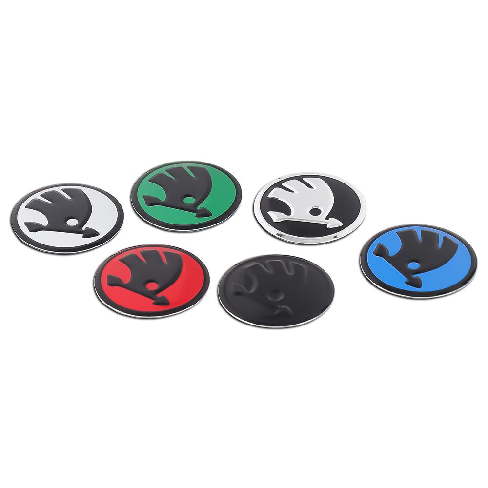 hrbay0 43/44mm Car Emblem Steering Wheel Center Cover Sticker Decal Decoration Auto Accessories For Skoda VRS Octavia Fabia Kamiq Rapid