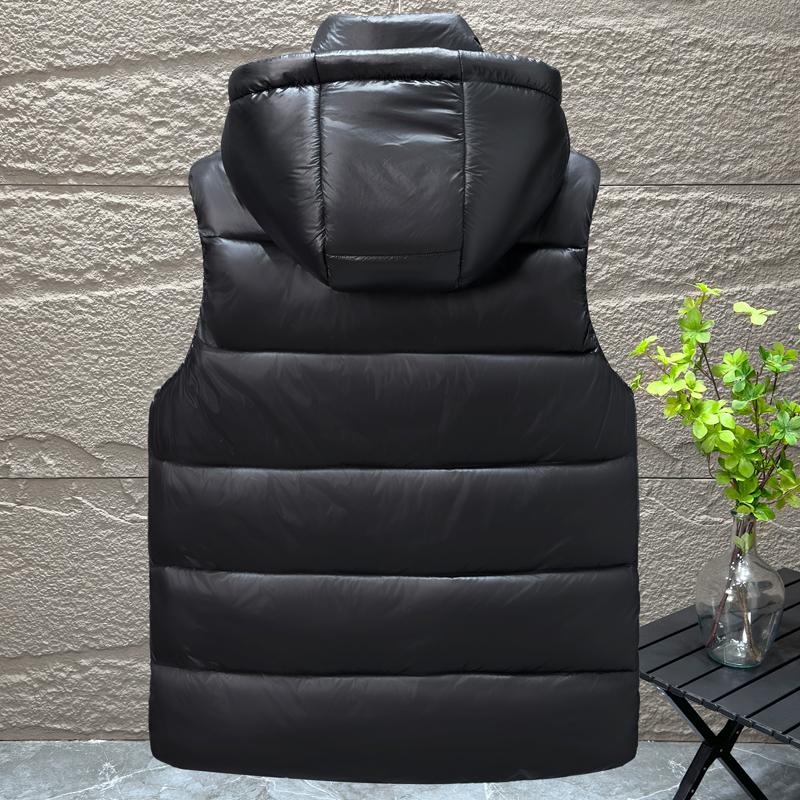 Зимние парки без рукавов для мужчин, топы с капюшоном, куртка больших размеров, повседневный толстый теплый черный жилет для мужчин, верхняя одежда
