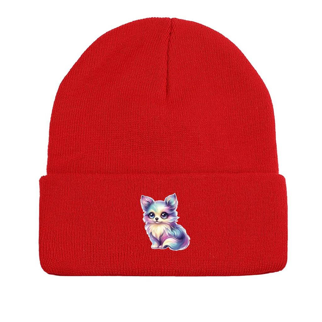 Miraculous Fox Winter Knitted Cap Beanie, Animal Skull Cap Fit Elastic Sporting Bonnet Knit Hat Beanie