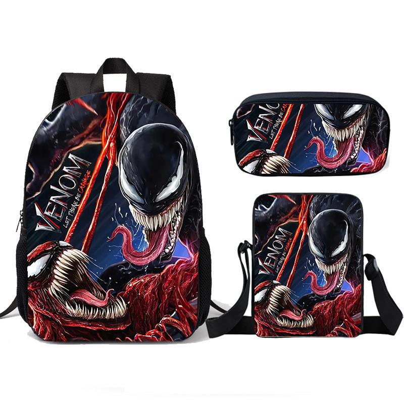 Школьный рюкзак, сумка для ланча, пенал Venom для детей, набор из трех предметов для детей