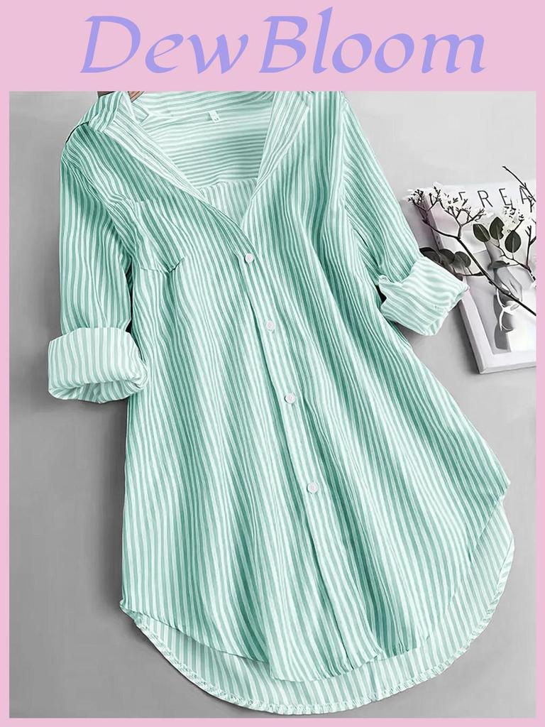 Classic Striped Shirt With Stretch Fabric For Casual And Office Wear