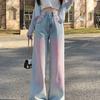 Design Blush Jeans Women New Fashion Trend Slim Retro Hong Kong Style Straight Gradient Pants