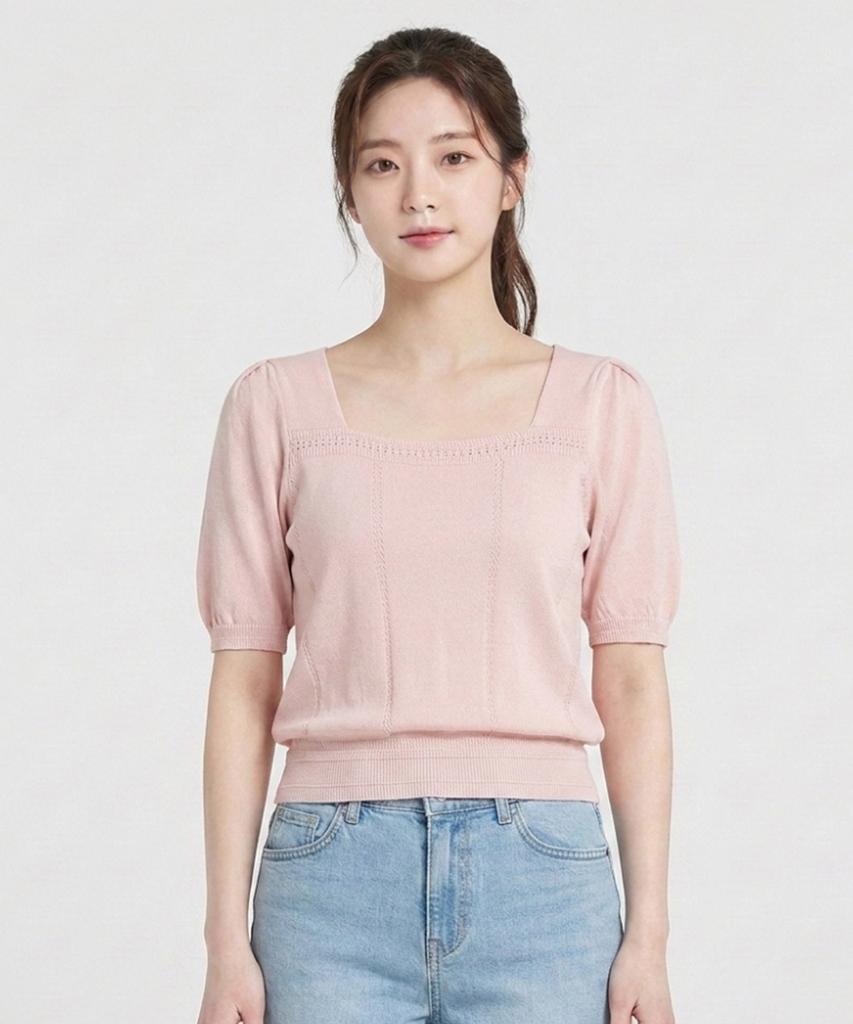 ECOLEDEPARIS Puff Sleeve Short Sleeve Knit_Rb34Kkcp30Z