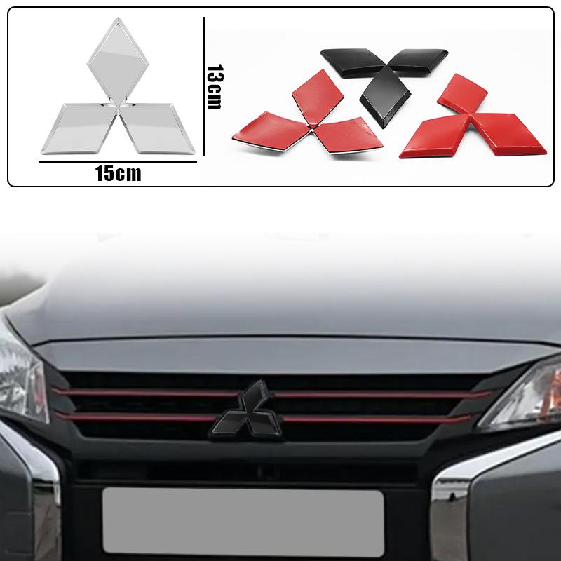 For Mitsubishi Outlander Ralliart Lancer ASX Pajero Delica EVO Car Badge Front Grille Rear Trunk Hood Lid Logo Emblem Accessorie