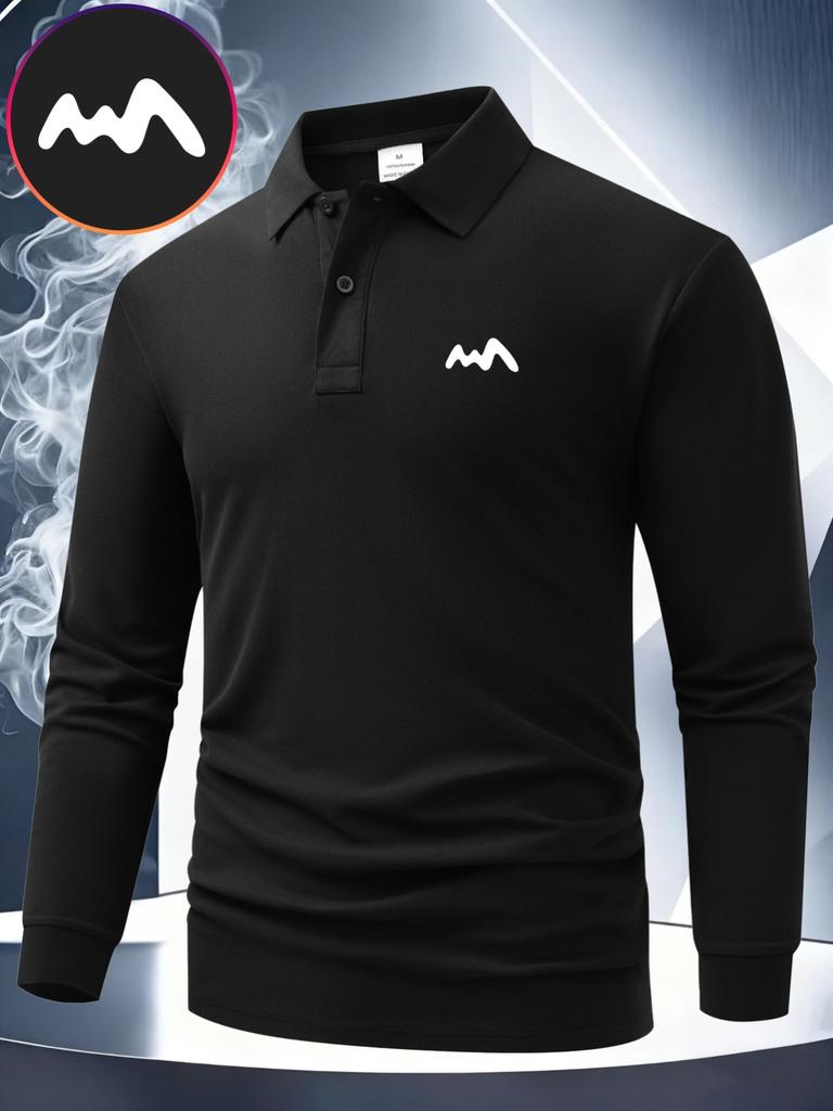 Men's Classic Long Sleeve Polo Shirts, Casual Lapel Button Work Tops, Moisture Wicking Golf Shirt for Office Outdoor Daily Leisure Wear