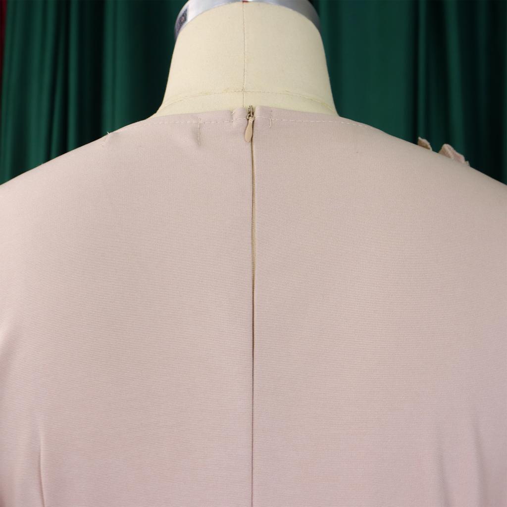 YYFS Women's Fashion Spring Fall Solid Color Print 3/4 Sleeves V-Neck High Waist Casual Dresses