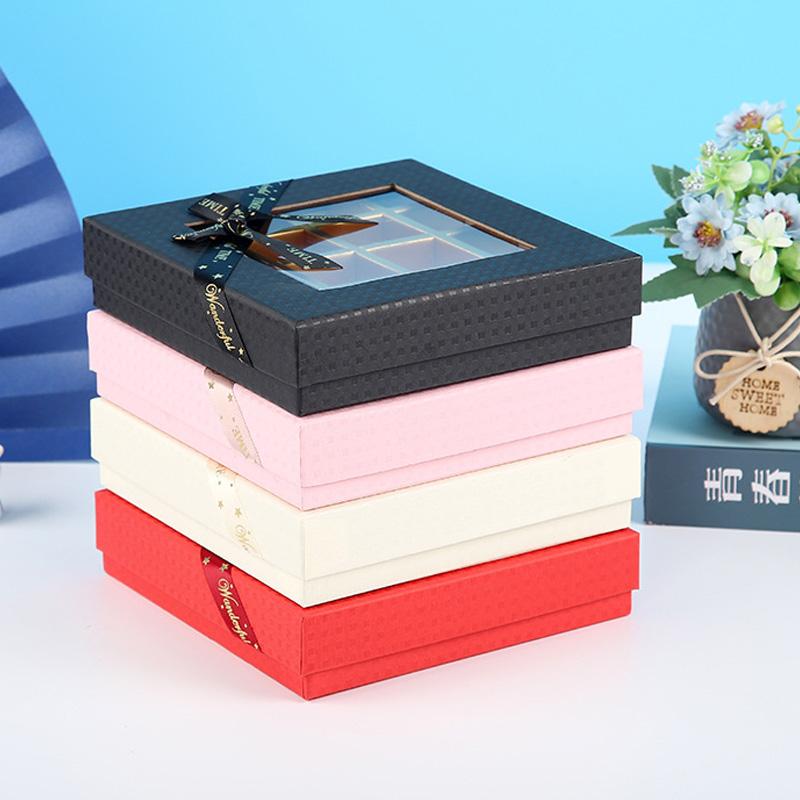 Chocolate Box Paper Gift Packaging Box With Clear Window Cookie Chocolate Gift Boxes Handmade Truffle Candy Case Party Supplies