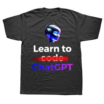 Смешной ИИ-друг ChatGPT Графические футболки 100% хлопок Мужские Женские Мода Повседневная Футболка Свободная Оверсайз Уличная Одежда Футболка