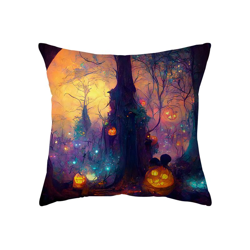 Horror Halloween Theme Pumpkin Print Pattern Cushion Cover Home Living Room Sofa Decoration Square Pillow Pillow Cover