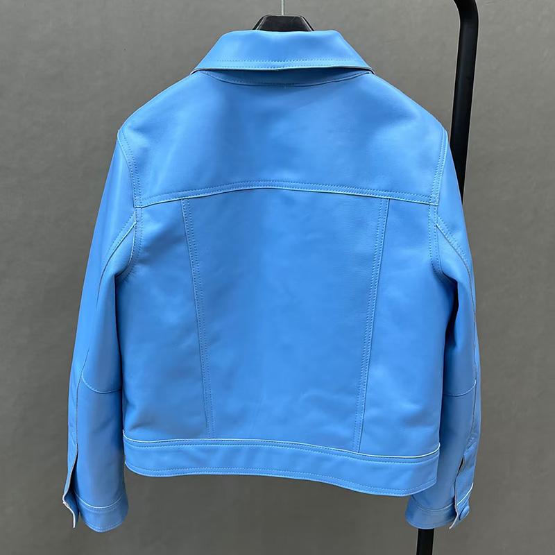 Весенне-осенняя кожаная куртка для женщин, новинка 2023 года, женские куртки-бомберы, мотоциклетные 100% настоящие дубленки