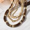 Dark Brown Bohemian Necklace Retro Bead Necklace Creative Multi Layer Necklace  Party