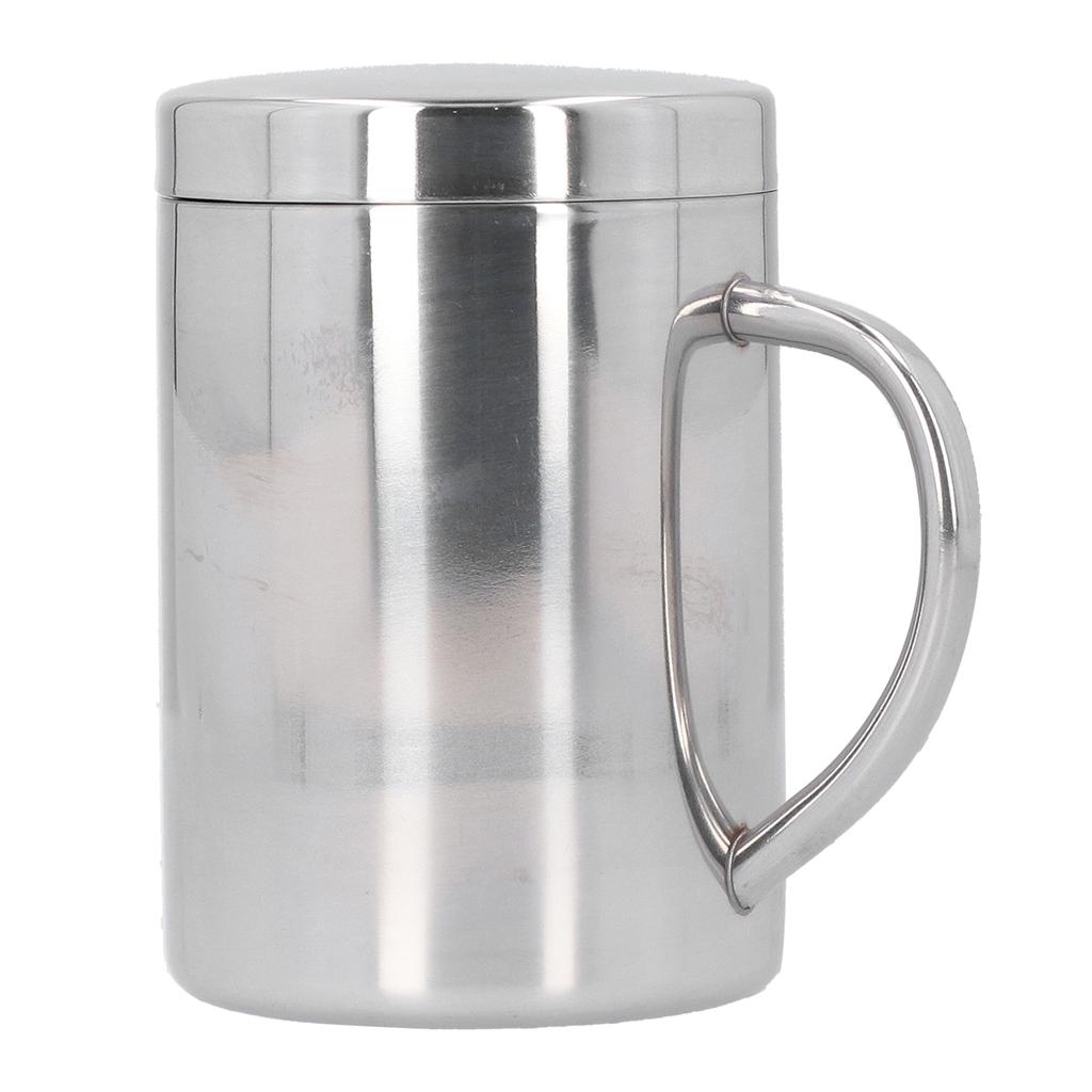 Stainless Steel DoubleLayer Coffee Cup with Handle Children"s Cup with Lid Heat Insulation and