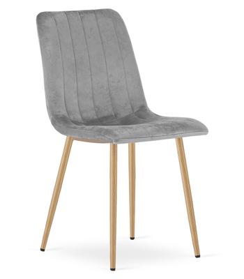 LAVA Chair - Light Gray Velvet / Wood Color Legs X 1