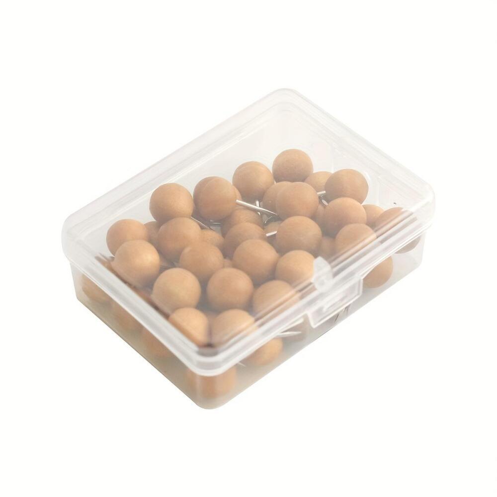 Xiaomi 50 Pcs Wooden Round Head Thumbtacks, Creative Solid Wood Stationery, Cute Push Pins for Bulletin Boards, Photos and Map Marking