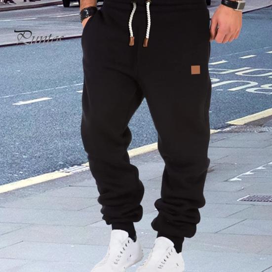 Мужские спортивные брюки на шнурке с эластичной резинкой на талии, однотонные карманы, мягкие дышащие эластичные мужские брюки с ремешками на щиколотке для бега в тренажерном зале