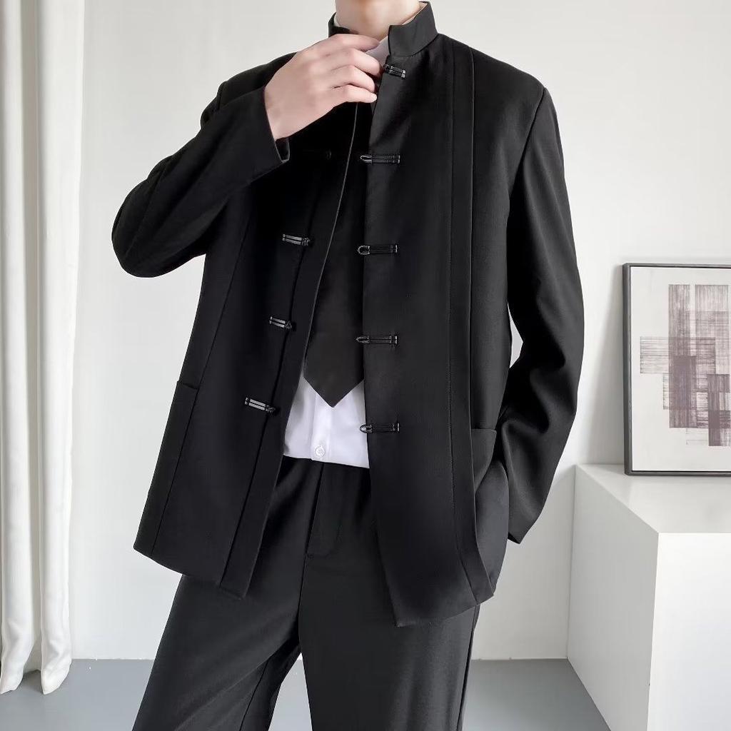Chinese Style Stand Collar Suit Jacket Men's Casual Suit Tunic Suit