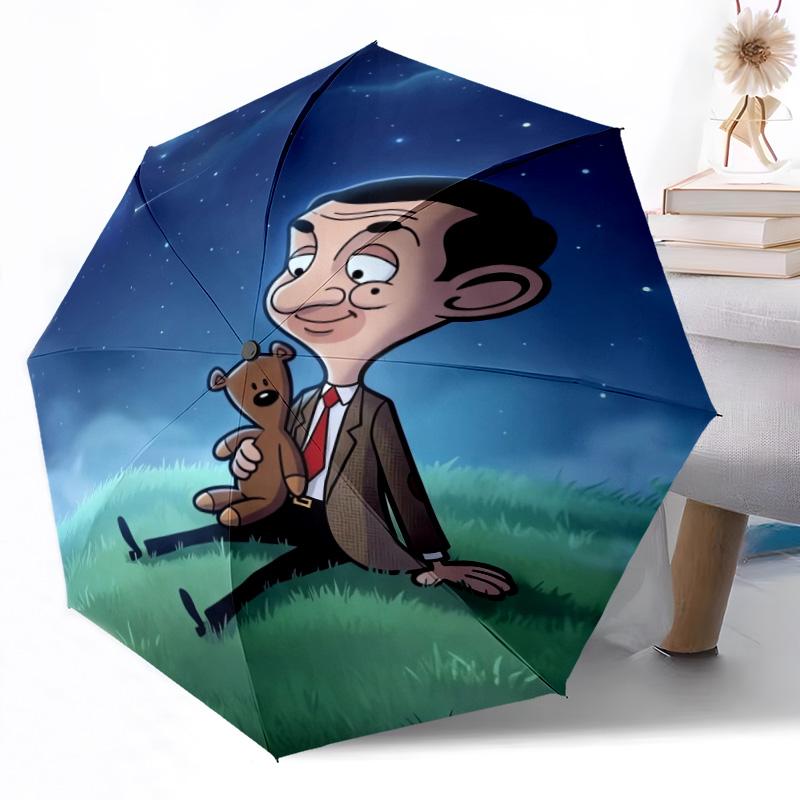 1 шт. Автоматический зонт Mr Bean'S Teddy Adventure Компактный 8 ребер Легкий Складная конструкция Незаменимая вещь для путешествий Наружный аксессуар Стильный подарок Женщинам Y1