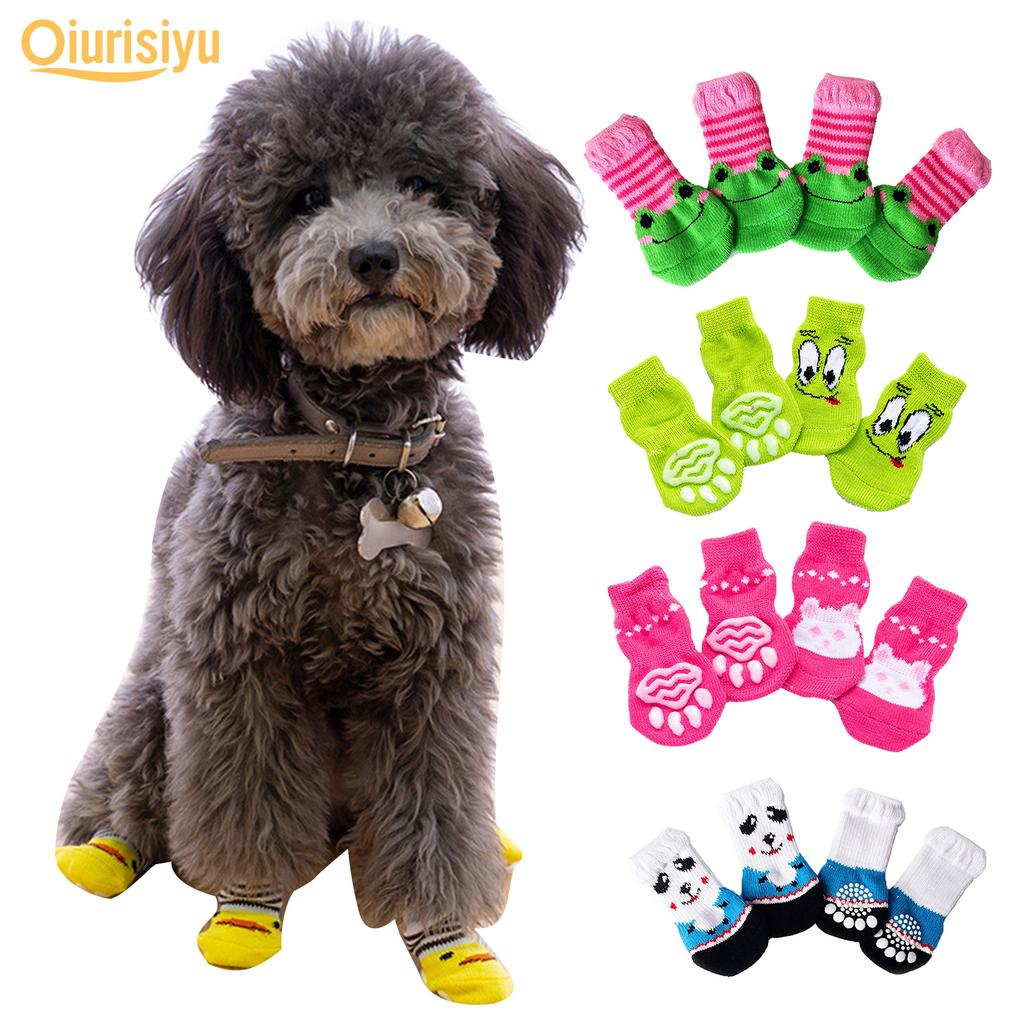 Тёплые нескользящие носочки для домашних питомцев 4штуки в комплекте