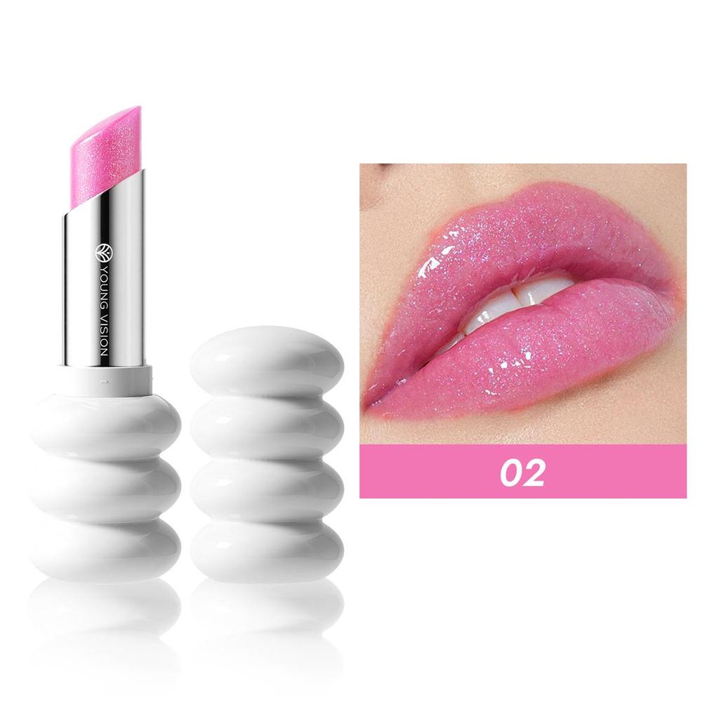 Lipstick, White Threaded Tube, Stylish and Simple, Natural Finish, Delicate Glitter, Silky and Lightweight Texture,6 Colors
