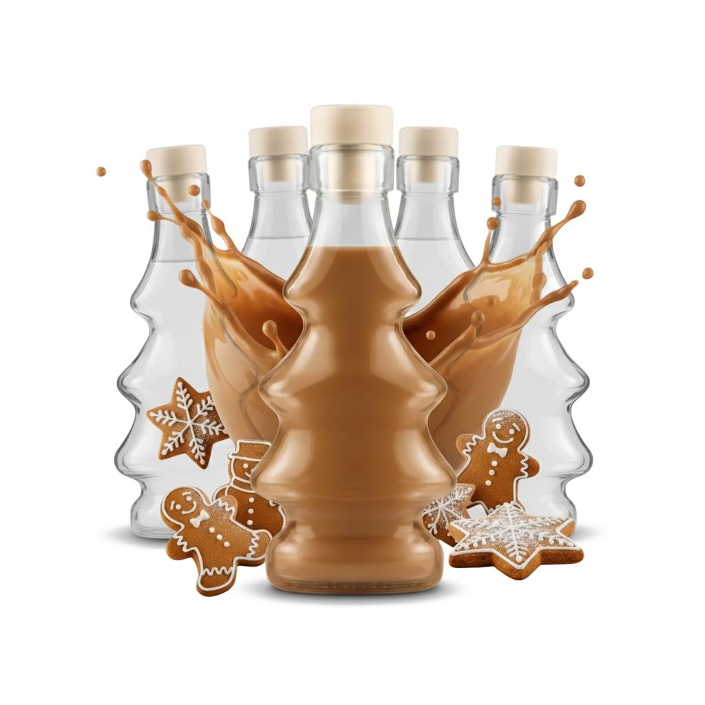 20x GLASS BOTTLES 3D CHRISTMAS TREE 100ml BOTTLE FOR LIQUEURS, JUICE, CHRISTMAS