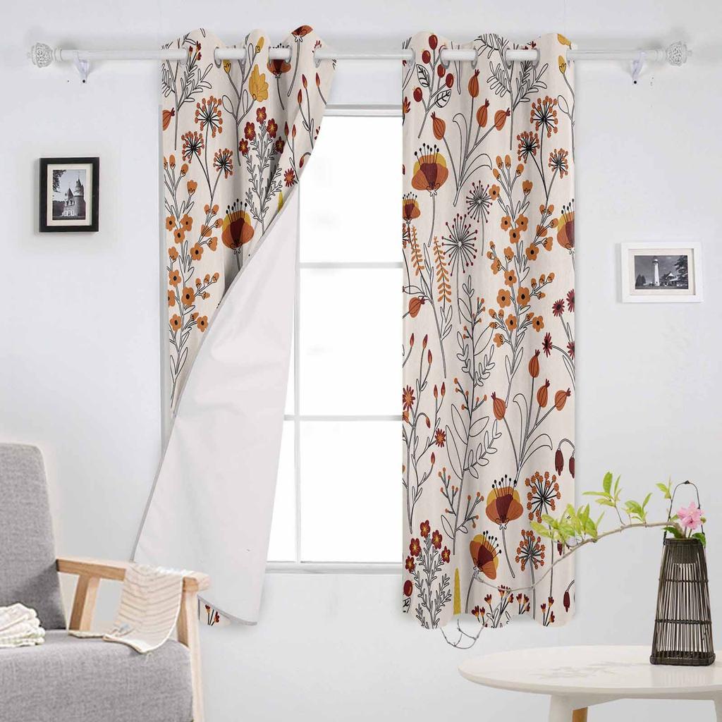 Нарисованные вручную линии листьев цветов затемняющие шторы для гостиной спальни оконные шторы жалюзи