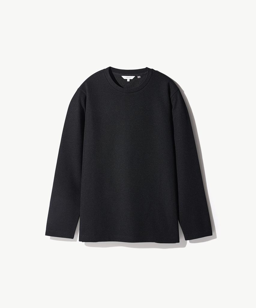 STCO Diems Ripple Knit Round T-Shirt Black (Classic Fit)_Dtswz05Csb
