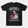 Neon Icelandic Sheepdog Ugly Christmas Sweater Novelty Dog Lovers Gift Tshirt 100 Cotton Oneck Short Sleeve Casual Tshirt