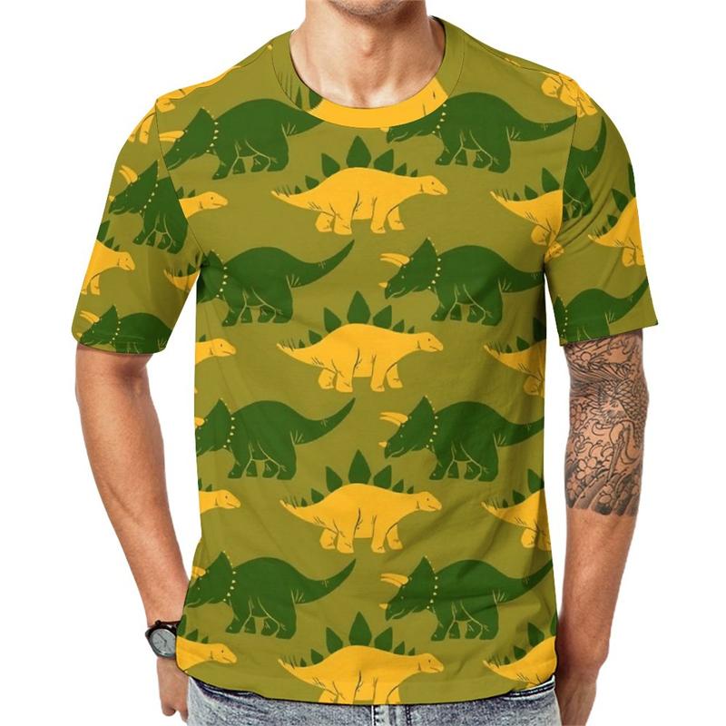 Футболка с 3D-принтом динозавра Мужская Женская одежда Милый узор динозавра Детская новинка Топы и футболки Повседневная мода Мультяшная футболка