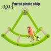 Cage Enrichment Supplies Parrot Pirate Ship Swing Toy, Climbing Ladders Perch Bird Resting Toy Interactive Rocking for Parakeets, Cockatiels, Conures,