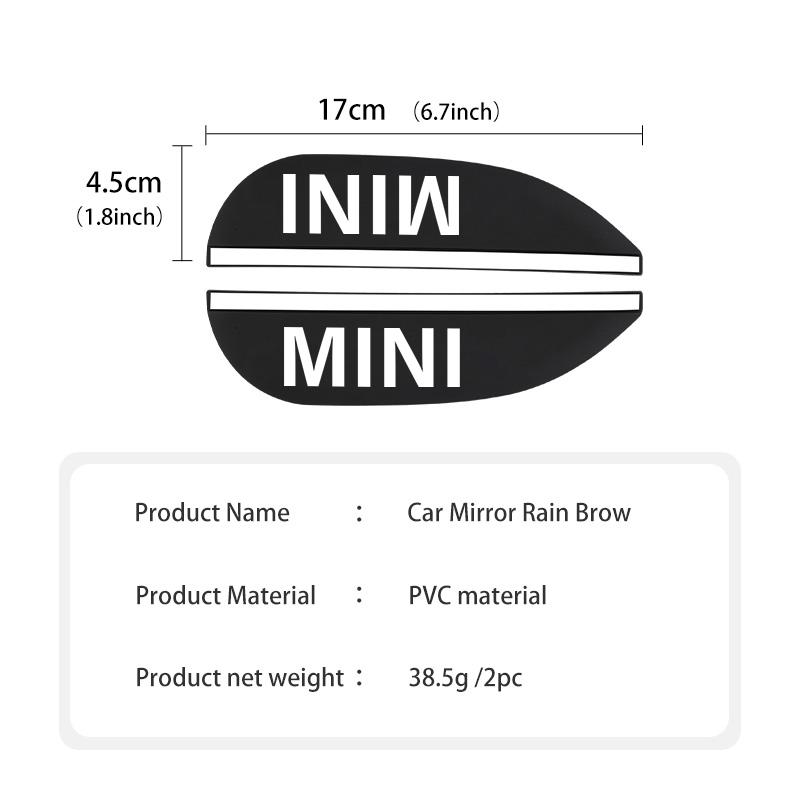 Black Car Rearview Mirror Block Rainwater Eyebrow Accessories For MINI JCW F54 F55 F56 F60 R50 R52 R53 R56 R57 R58 R60 CLUBMAN 69sd