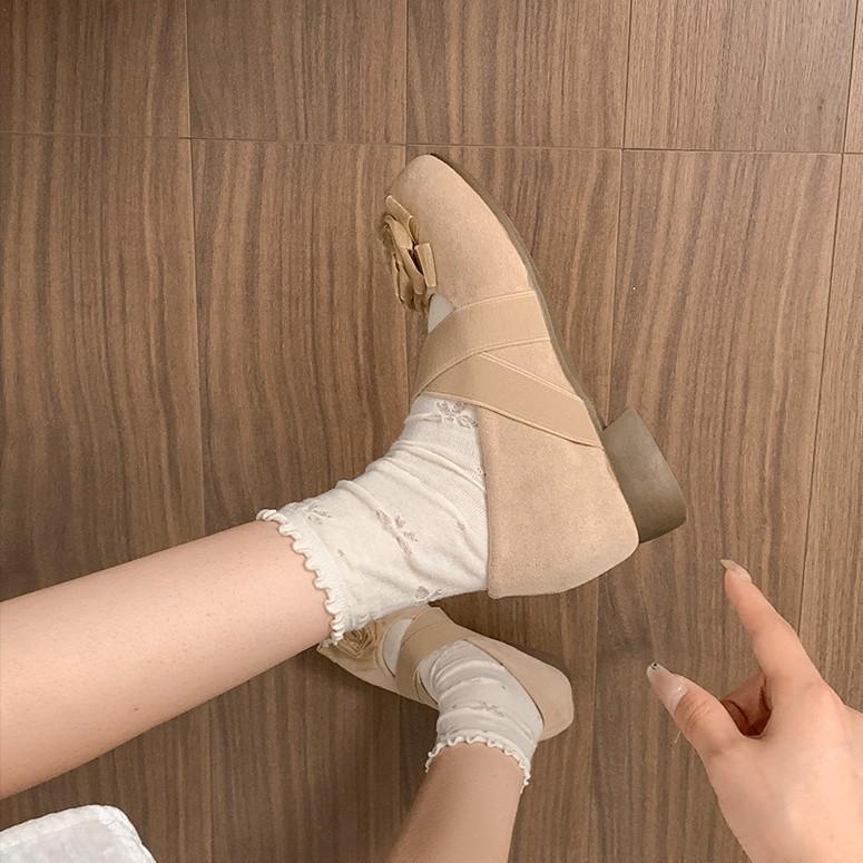 Fashion temperament retro thick heel shallow mouth inner height increase single shoes women's 2025 new summer skirt Mary Jane shoes